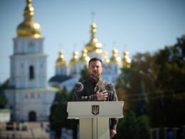 Ukraine’s President Volodymyr Zelenskyy during Ukraine’s Independence Day speech