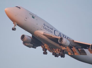Saudi,Arabian,Airlines,Boeing,747-45e,Over,Airport,On,May,16,2022