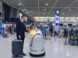 Smart,Robotic,Technology,Concept,,The,Passenger,Follow,A,Service,Robot