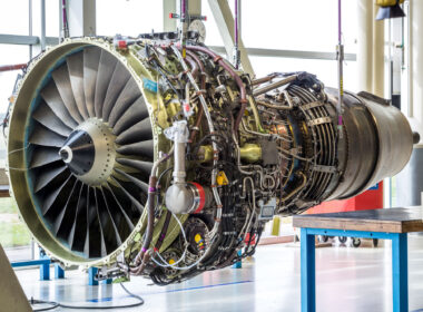 Engine's maintenance in huge industrial hall